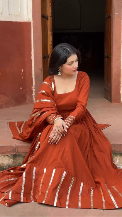 Smoky Rust Umber Anarkali 