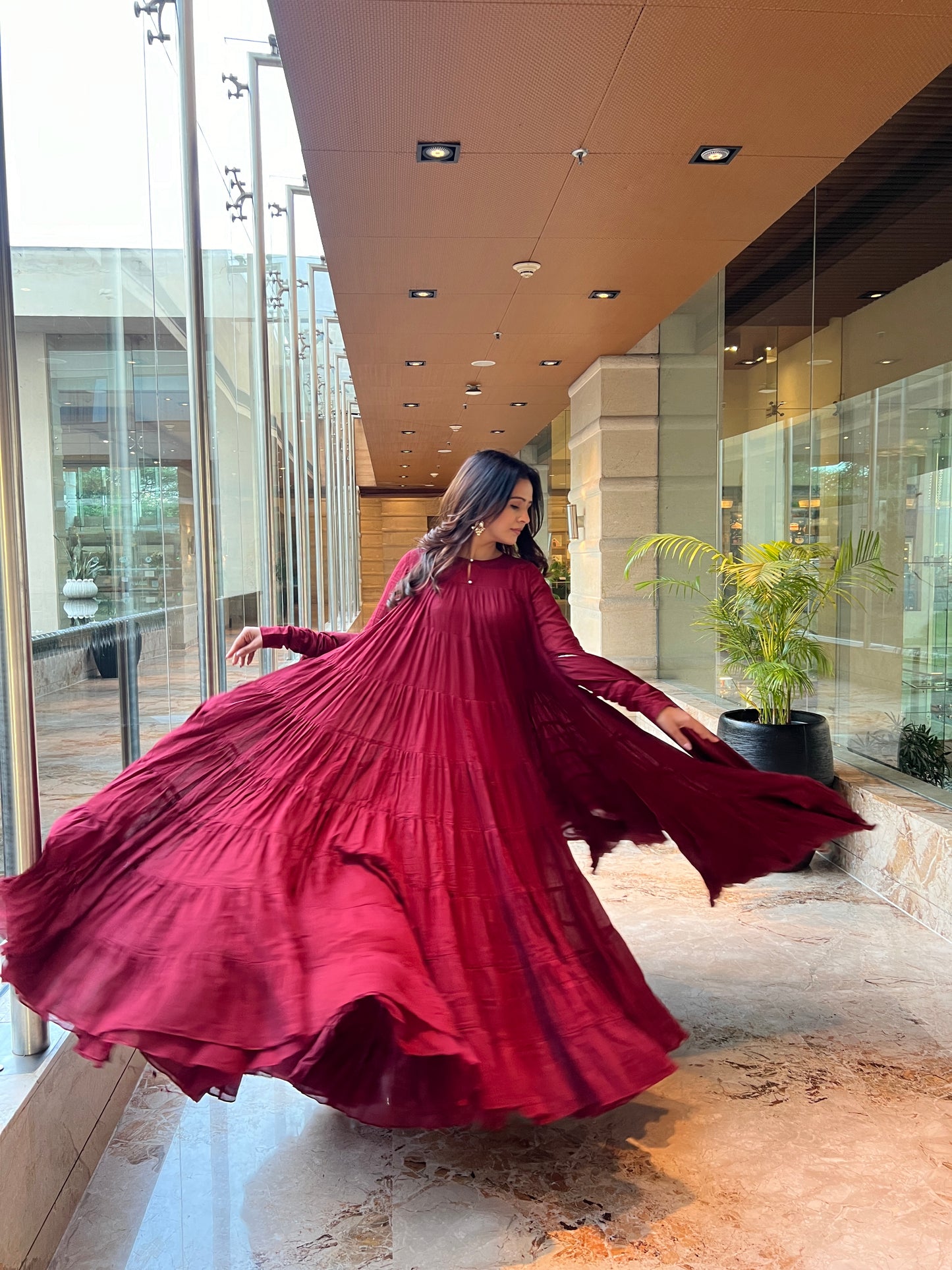 Maroon Flamingo Anarkali