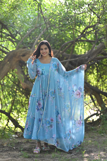 Sky Phoolwari Anarkali