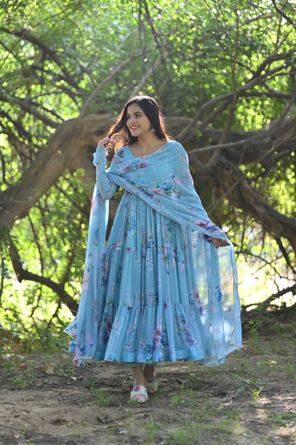 Sky Phoolwari Anarkali