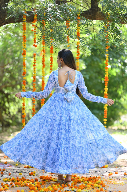 Blue Orchid Anarkali