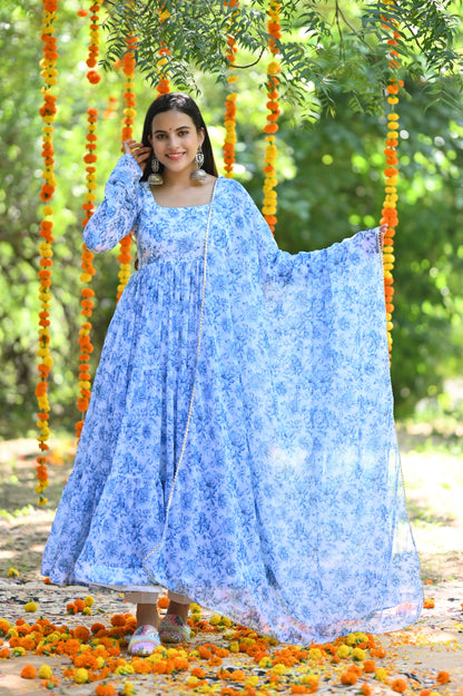 Blue Orchid Anarkali