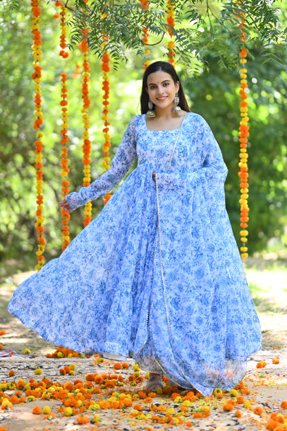 Blue Orchid Anarkali