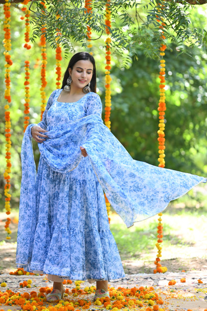 Blue Orchid Anarkali