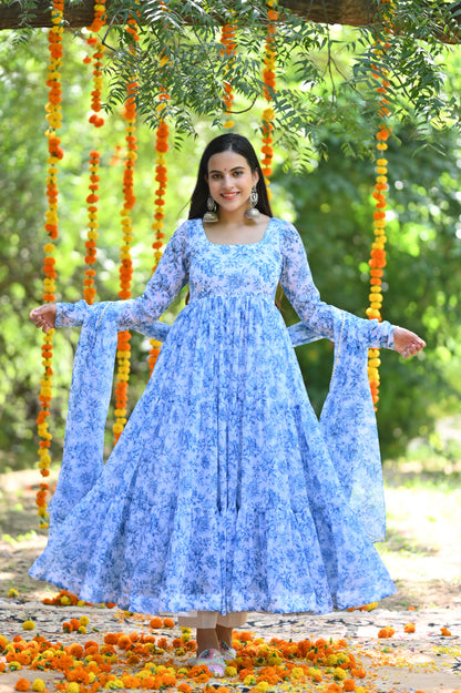 Blue Orchid Anarkali