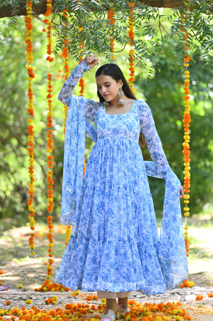 Blue Orchid Anarkali