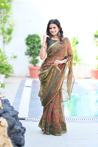 Handblock Kota Doriya Saree