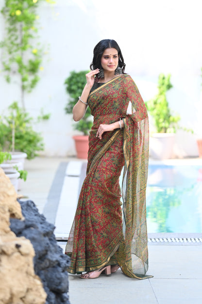 Handblock Kota Doriya Saree
