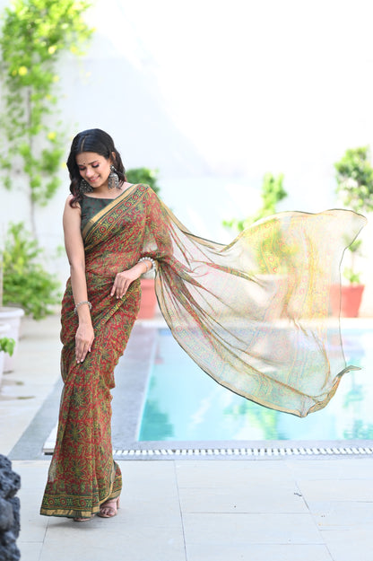 Handblock Kota Doriya Saree