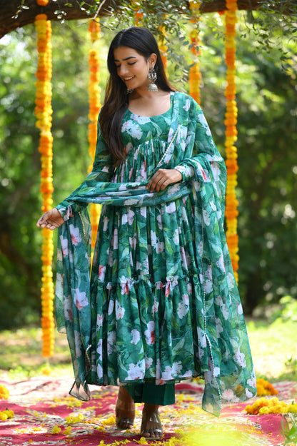 PINE GREEN ALIA CUT ANARKALI