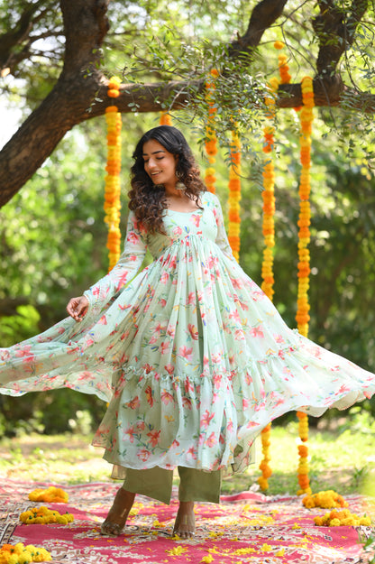 SEAGE GREEN ANARKALI