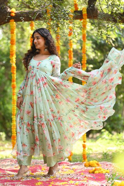 SEAGE GREEN ANARKALI