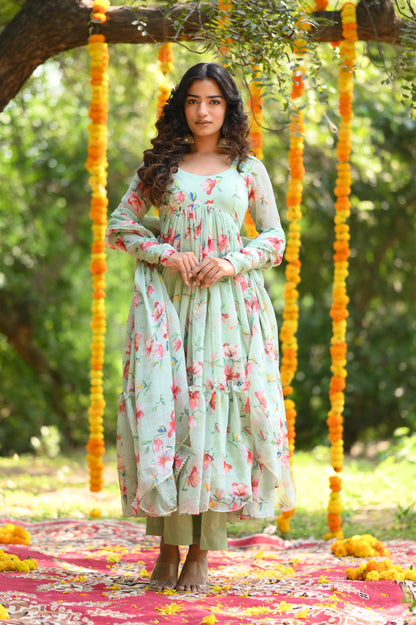 SEAGE GREEN ANARKALI
