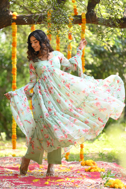 SEAGE GREEN ANARKALI