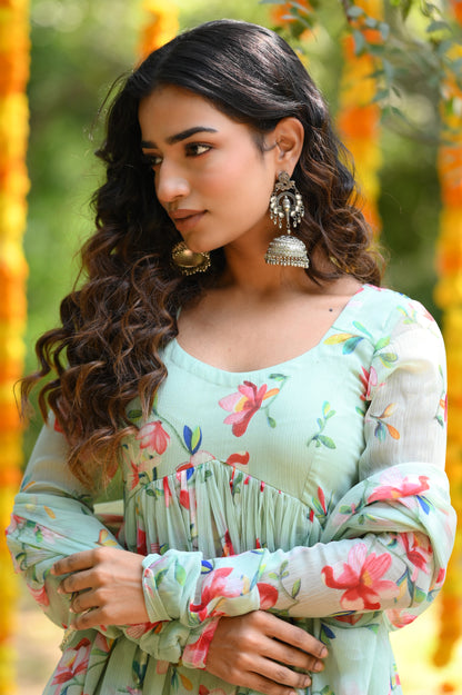 SEAGE GREEN ANARKALI