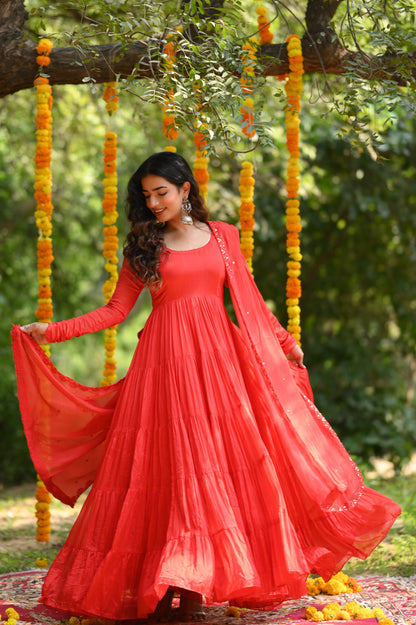 RED CHINON ANARKALI