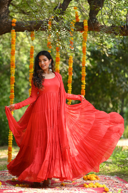 RED CHINON ANARKALI