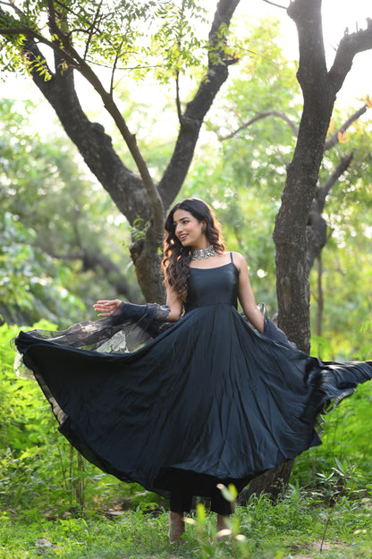 BLACK SATIN ANARKALI