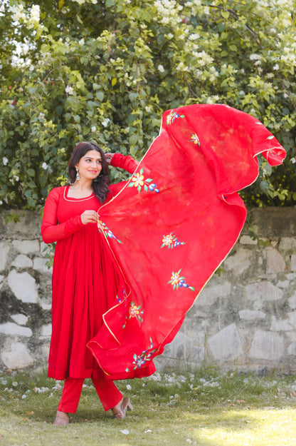 Laal Lalima Handprinted Anarkali
