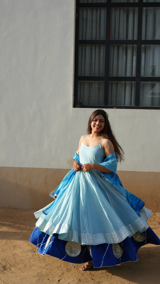 Blue Aura Layers Anarkali.