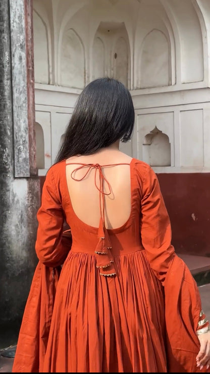 Smoky Rust Umber Anarkali 