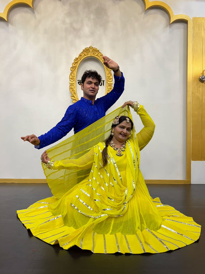 Yellow Masakali  Mul Cotton Anarkali