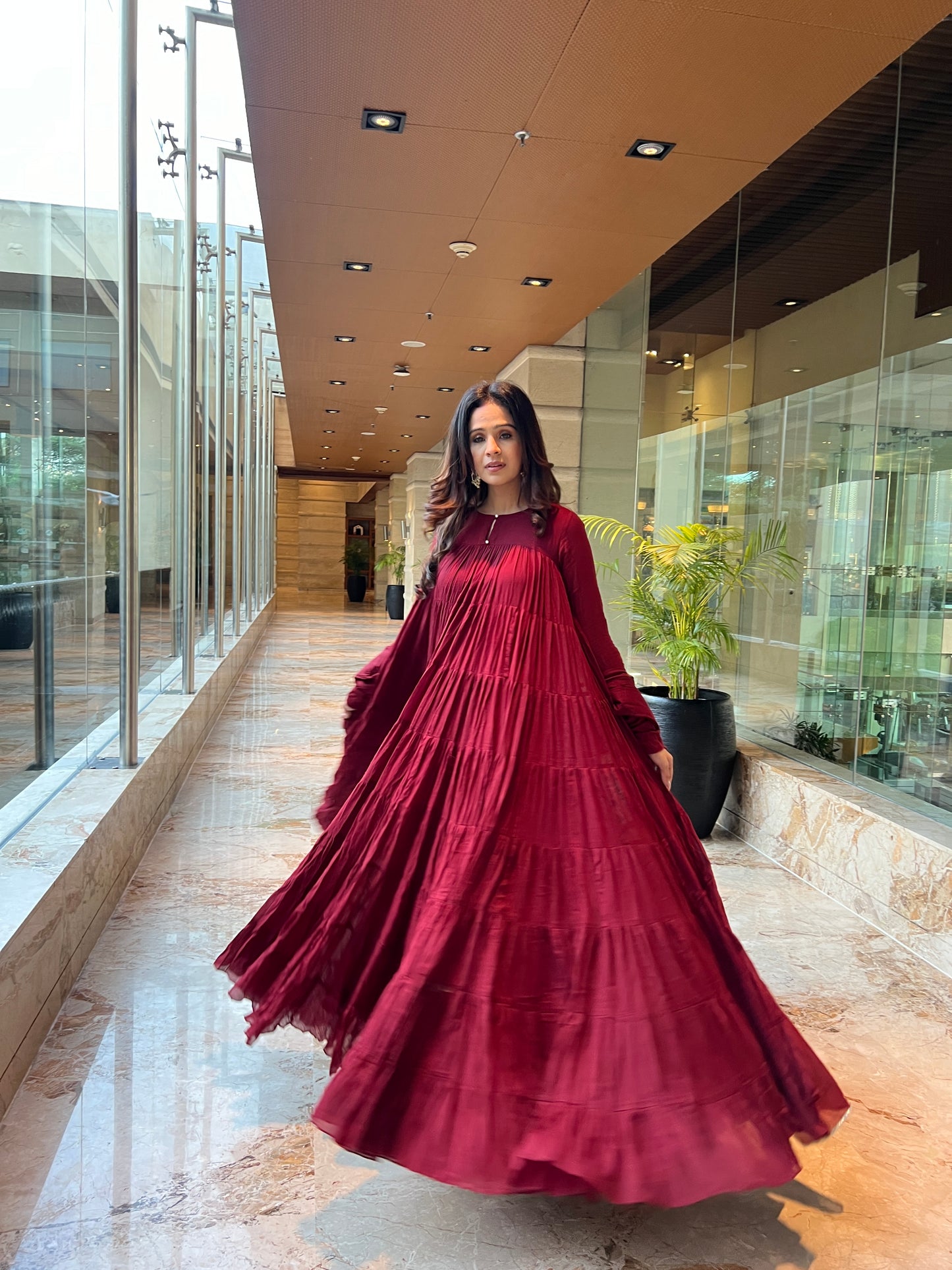 Maroon Flamingo Anarkali