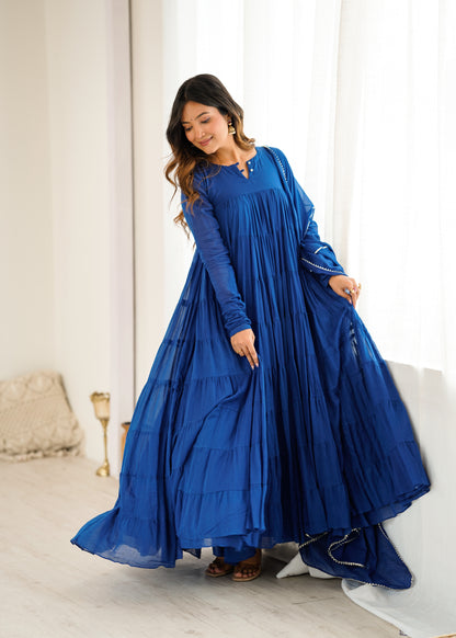 Royal Blue 8tier Anarkali.