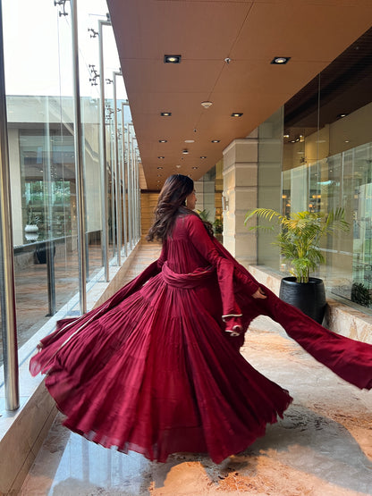 Maroon Flamingo Anarkali