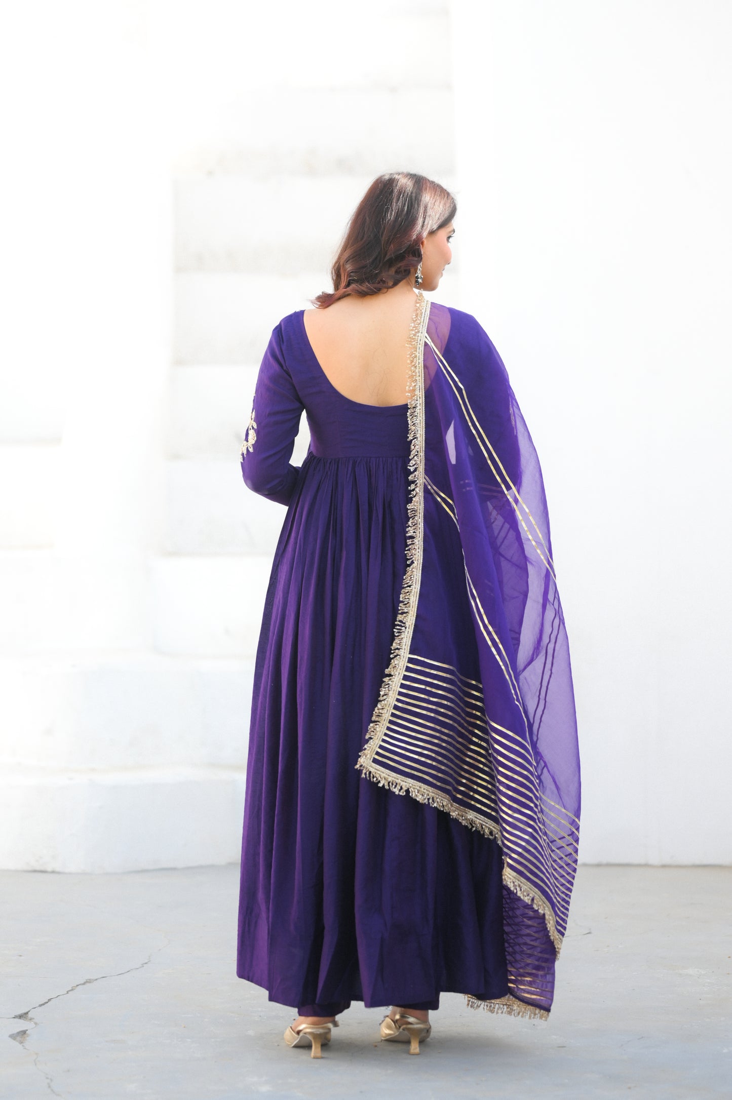Purple Handwork Anarkali