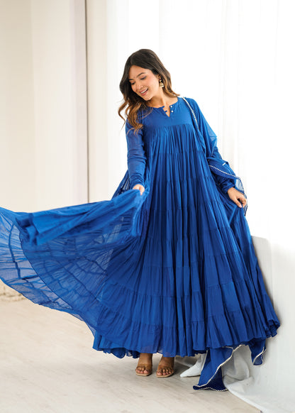 Royal Blue 8tier Anarkali.