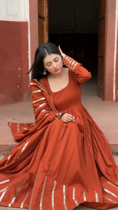 Smoky Rust Umber Anarkali 