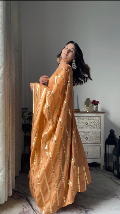 RUSTIC ORANGE BROWN ANARKALI