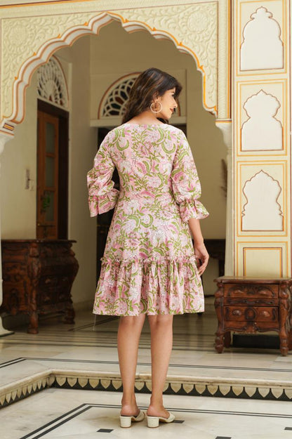 Pink Flared Short Dress.