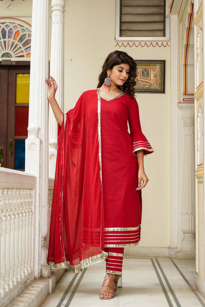 Maroon Straight Suit Set