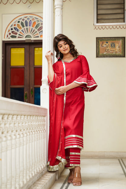 Maroon Straight Suit Set