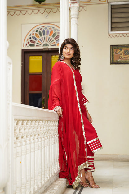 Maroon Straight Suit Set