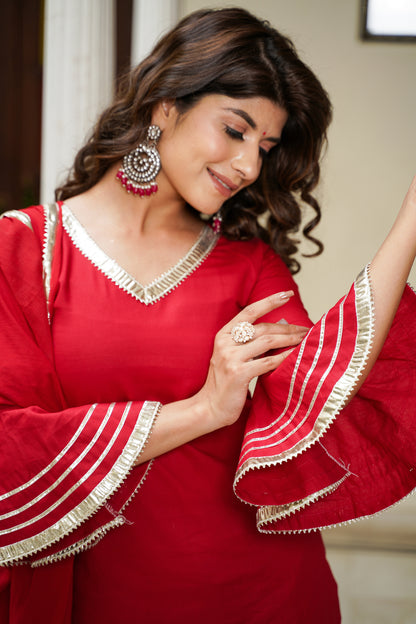 Maroon Straight Suit Set